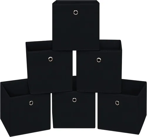 Miniatura 27 de Cubos de Almacenamiento Plegables Negros Contenedores, Cubos de Almacenamiento de Tela de 11 Pulgadas, Cajas de Almacenamiento de Tela, Cubos