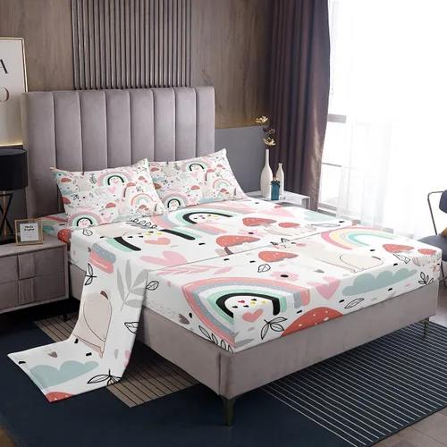 Miniatura 11 de Manfei Juego de sábanas de pájaros tamaño matrimonial, juego de ropa de cama floral de hojas botánicas para decoración de habitación de niños