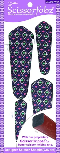 Miniatura 91 de Fundas protectoras para tijeras de diseñador, 4 unidades, tamaño surtido, diseño floral victoriano azul #4-304 Jardín floral victoriano azul