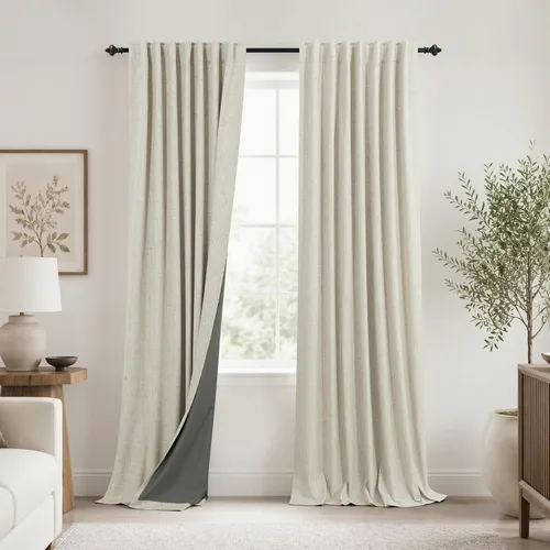 Miniatura 43 de KOUFALL - Cortinas de medio estilo francés de lino para ventana, juego de 2 cortinas cortas de 40 pulgadas de longitud, para privacidad, cortinas