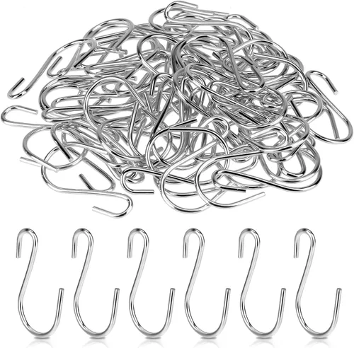 Miniatura 8 de Mozeat Lens 60 ganchos en S – Mini ganchos en S, gancho de alambre de hierro para colgar joyas, utensilios de cocina pequeños, plantas en maceta