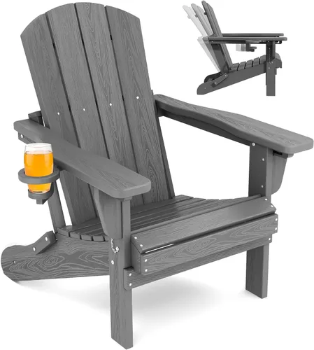 Miniatura 15 de SERWALL Silla Adirondack plegable ajustable, silla Adirondack reclinable con portavasos, Aruba