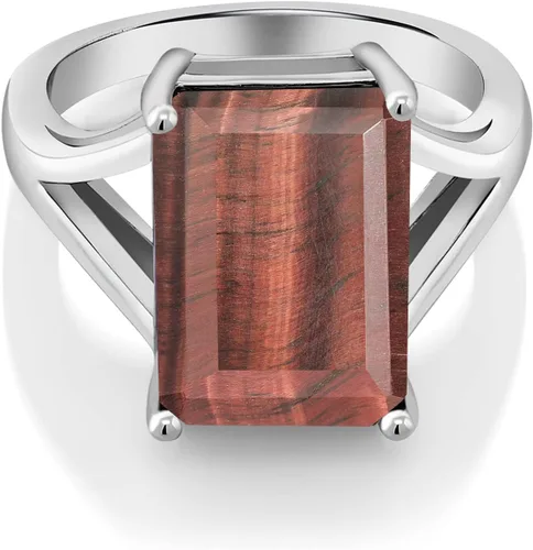 Miniatura 100 de Gem Stone King Anillo de compromiso solitario con piedra preciosa de corte esmeralda de 0.551 x 0.394 in para mujer, plata de ley 925, anillo