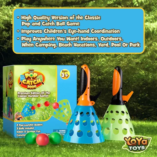 Miniatura 2 de YoYa Toys Juego de pelota Pop and Catch – Actividades de juego para niños en interiores y exteriores, juegos de atrapa para acampar, deportes
