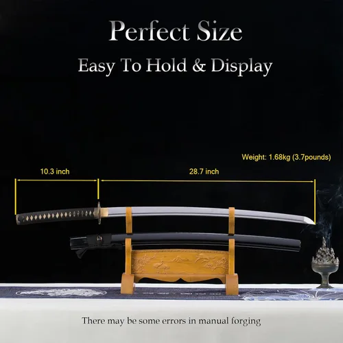 Miniatura 4 de Katana Sword, Handmade Samurai Sword 9260 Spring Steel - Plum Blossom Design, Full Tang & Clay Tempered - Ideal for Training, Practice, Collection &