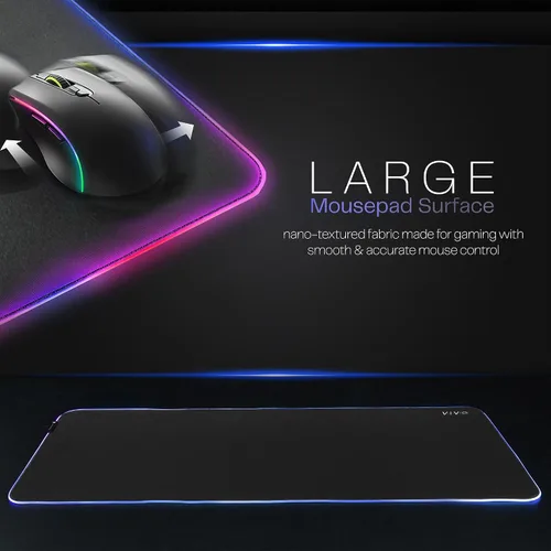 Miniatura 2 de VIVO DESK-PAD60-24 - Alfombrilla de escritorio grande de 60 x 24 pulgadas con iluminación RGB para ambiente de oficina y juegos inmersivos