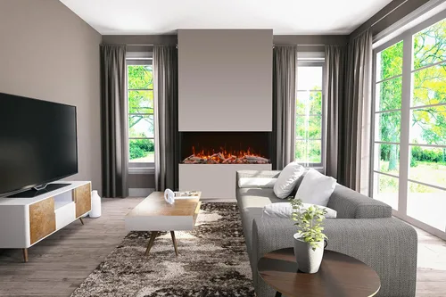 Miniatura 7 de 60-TRU-View-XL XT - Chimenea eléctrica de 3 caras de 60 pulgadas, calentador de chimenea de vidrio de 3 lados con control remoto y temporizador de 8