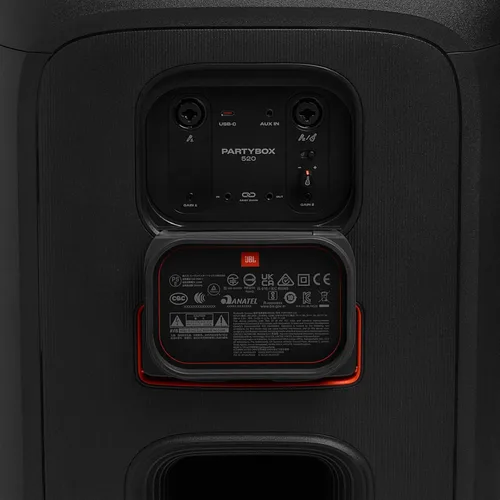 Miniatura 8 de JBL PartyBox 520 - Altavoz portátil de fiesta alimentado por batería con refuerzo de sonido AI, hasta 15 horas de tiempo de reproducción, IPX4 a
