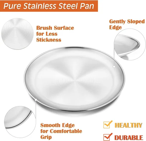 Miniatura 3 de P&P CHEF Bandeja de pizza para cocina casera, bandeja de pizza de acero inoxidable para hornear pizza, saludable, reutilizable y fácil de limpiar