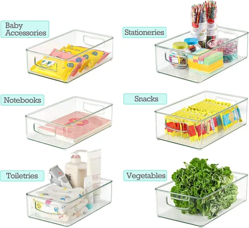 Miniatura 5 de Heyuzb Paquete de 8 cubos organizadores de plástico y 20 bolsas para congelador, organizadores de despensa multiusos y contenedores