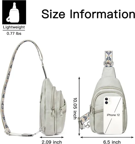 Miniatura 47 de Telena Bolso bandolera para mujer, bolso cruzado para mujer, cangurera de cuero vegano con correa ajustable