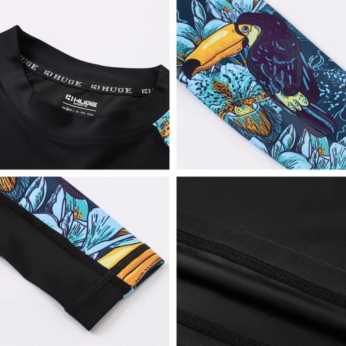 Miniatura 6 de HUGE SPORTS Camiseta de protección contra erupciones de manga larga para hombre UPF 50+ con protección UV, de secado rápido, con costuras