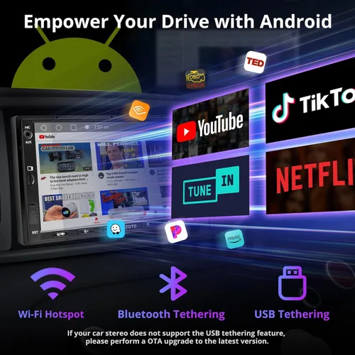 Miniatura 2 de ATOTO A5L - Estéreo de coche doble DIN Android de 7 pulgadas, CarPlay inalámbrico y Android Auto, conexión Wi-Fi/Bluetooth/USB, radio de coche