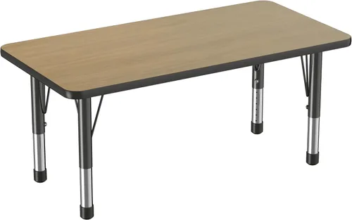 Miniatura 40 de FDP - Mesa rectangular para actividades escolares y aulas (24 x 36 pulgadas), patas gruesas para niños pequeños, altura ajustable de 15 a 24
