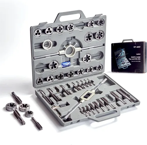 Miniatura 10 de toolant - Juego de machuelos y tarrajas SAE/métricos, 127 piezas, estándar, con combinación de brocas para roscar
