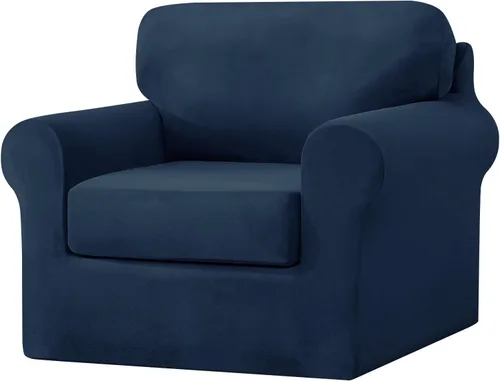 Miniatura 42 de UNBBRRL Fundas de sofá de 3 piezas para sofá, funda de terciopelo elástico para sillón con 1 funda de cojín de asiento y 1 funda de respaldo