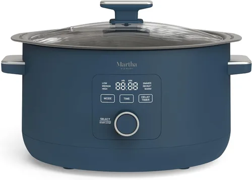 Miniatura 13 de Martha Stewart Olla de cocción lenta de 8 cuartos de galón, programable con temporizador, 3 ajustes de calor (bajo, alto, cálido), cerámica
