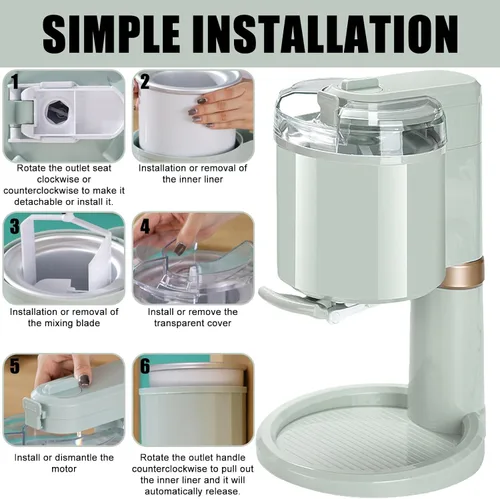 Miniatura 5 de Máquina para hacer helados, máquina eléctrica casera para hacer helado, mezclas y batidos, máquina para hacer yogur congelado con doble aislamiento