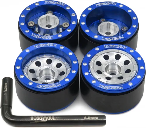 Miniatura 9 de HOBBYSOUL Ruedas ajustables Offset 1.0 Beadlock color negro plateado, ruedas pesadas 1.0 rc de 0.74 oz/llanta para 1/18 Traxxas TRX4M Axial SCX24