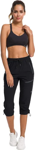 Miniatura 6 de ChinFun Pantalones capri de senderismo para mujer, de secado rápido, estilo cargo, recortados, resistentes al agua, UPF 50+