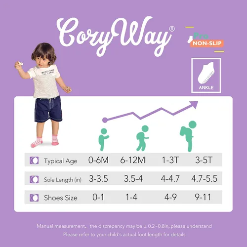 Miniatura 7 de CozyWay Ankle Style Socks with Grippers for Little Girls & Boys, Infants, Toddlers, Children - 6 & 9 Pairs