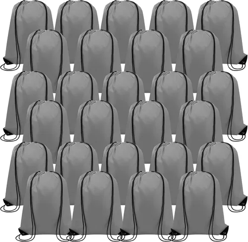 Miniatura 8 de 100 bolsas de cordón con cordón a granel, bolsas de almacenamiento para deportes, gimnasio, viajes, Negro, 16.5 inches in length and 13.4 inches in