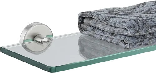Miniatura 26 de JQK Estantería de baño de vidrio bronce, estante con toallero de 15 pulgadas de vidrio templado, almacenamiento para ducha de 16 por 5 pulgadas