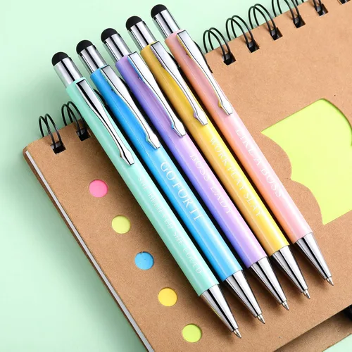 Miniatura 3 de Outus Juego de 5 bolígrafos con frases inspiradoras motivacionales para mujer, bolígrafos de tinta negra de metal, regalos para el día de San