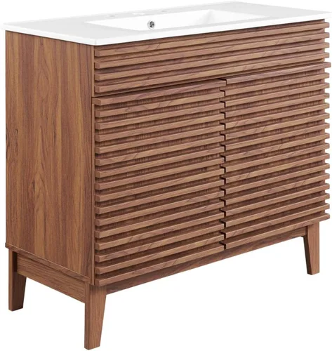Miniatura 52 de Modway Render 23.5" tocador de baño en nogal (lavabo no incluido)