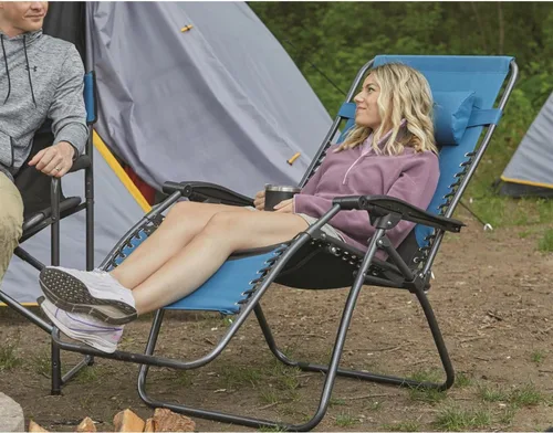 Miniatura 2 de Guide Gear Silla de camping de gravedad cero de gran tamaño, reclinable, al aire libre, portátil, plegable, capacidad de 500 libras, azul/negro