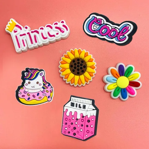 Miniatura 2 de 30 45 50 dijes para zapatos para Crock Girl Pink Peace Love Fast Food Mexicano Shoe Decor Charms para pulseras, sandalias, accesorios de decoración