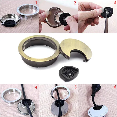 Miniatura 3 de HJ Garden Ojales de escritorio de metal de 2 pulgadas (1.969 in) para administrar y ocultar el cable de alambre, cubierta de agujero para cables