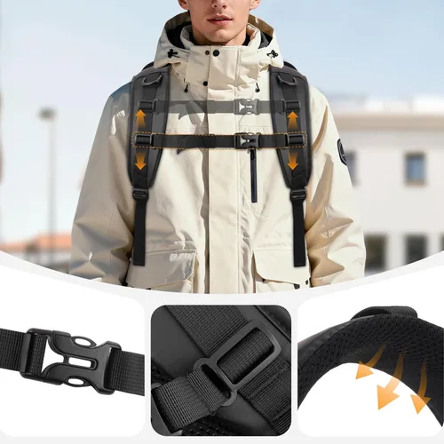 Miniatura 7 de MOSISO Mochila para cámara DSLR/SLR/SLR/sin espejo, funda rígida impermeable con soporte para trípode y compartimento para laptop de 15 a 16
