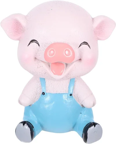 Miniatura 2 de EXCEART Adorno de cerdo con forma de cabeza de bobblehead, decoración de cerdito tembloroso para tablero de instrumentos de automóvil, escritorio