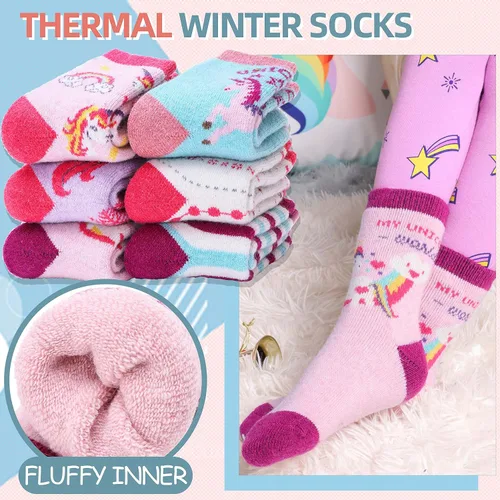 Miniatura 3 de MOGGEI Calcetines cálidos de lana para niños y niñas pequeños de invierno, gruesos, para senderismo, pesados, térmicos, acogedores, para botas, 6