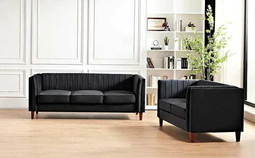 Miniatura 2 de Container Furniture Direct Sofá moderno de terciopelo de lujo para sala de estar con espuma de alta densidad, tapicería de tela suave, cojines