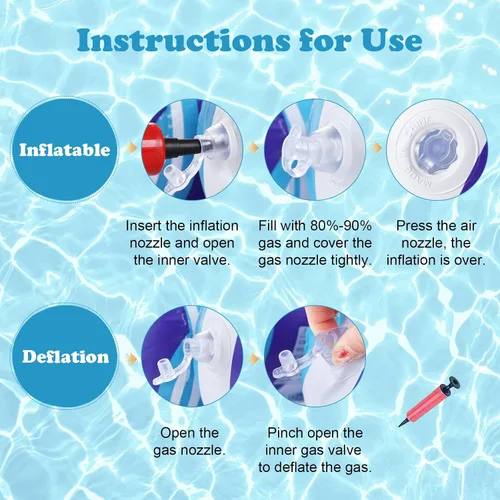 Miniatura 8 de Flotadores de piscina para adultos, paquete de 2 flotadores inflables para piscina, 4 en 1, balsas multiusos tumbona hamaca de agua para piscina