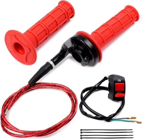 Miniatura 10 de 7/8 22mm puños de acelerador de goma suave con cable de giro, conjunto de acelerador para mini bicicleta de 50cc 90cc 110cc 125cc Mini/Pit/Dirt/ATV