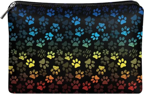 Miniatura 24 de Flashideas Bolsa de maquillaje portátil de cuero impermeable bolsa de cosméticos embrague maquillaje cepillo bolsa, Estampado De Mármol Azul 1