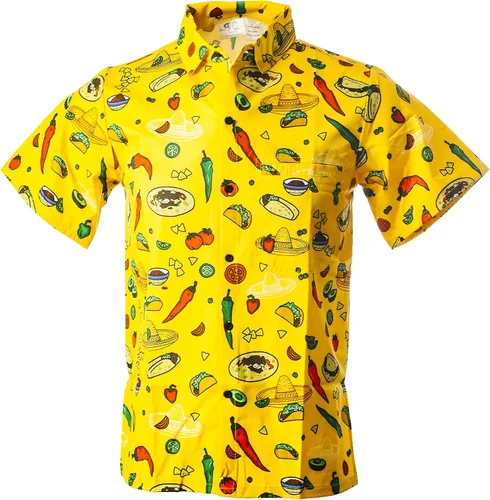 Miniatura 6 de Funny Guy Mugs Camisa de manga corta con botones y estampado hawaiano para hombre