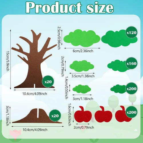 Miniatura 3 de Nuanchu 720 calcomanías autoadhesivas de manzanas de primavera con purpurina para árbol de manzanas y hojas de espuma 3D, para fiestas de Año Nuevo