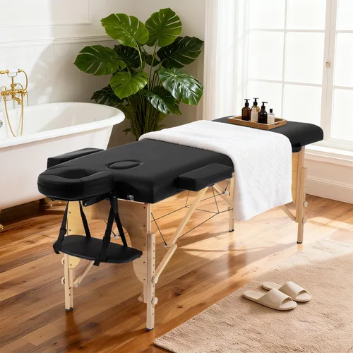 Miniatura 7 de Mesa de masaje portátil, cama de masaje para spa de altura ajustable, 77 pulgadas de largo x 28 pulgadas de ancho, plegable en 2, hecha