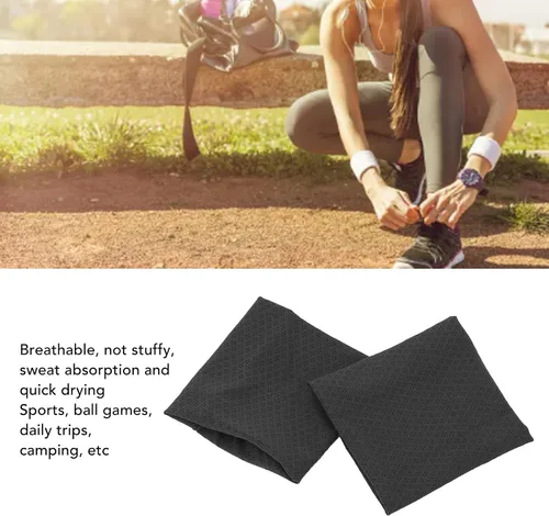 Miniatura 3 de Pulsera de ejercicio para el sudor, elástica de seda de hielo, 2 unidades, transpirable, para acampar
