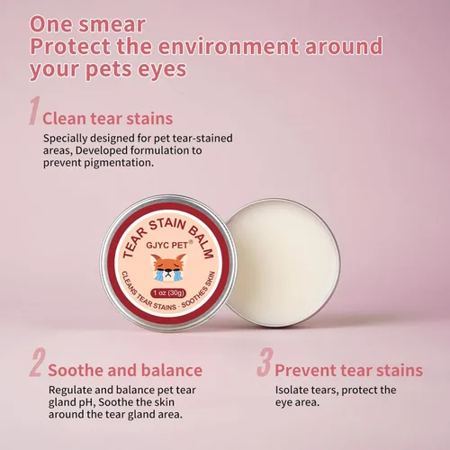 Miniatura 4 de Bálsamo removedor de manchas de lágrimas para mascotas, 1 oz (30 g), cuidado de ojos natural a base de plantas para perros y gatos, limpia