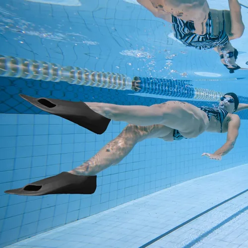 Miniatura 8 de Aletas de natación, aletas de entrenamiento de natación Happyouth, aletas cortas de silicona con bolsa de malla para natación de vueltas, niños