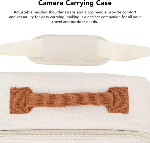 Miniatura 3 de KIMISS Bolsa de transporte para cámara, estuche de almacenamiento para cámara de gran capacidad, acolchado grueso, correa ajustable, funda de cámara