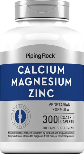 Piping Rock Suplemento de calcio y magnesio y zinc | 300 cápsulas recubiertas | Sin OMG, sin gluten