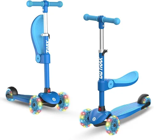 Gotrax KS3 - Patinete para niños, ruedas iluminadas LED, manubrio de altura ajustable y asiento extraíble, cubierta antideslizante inclinada para