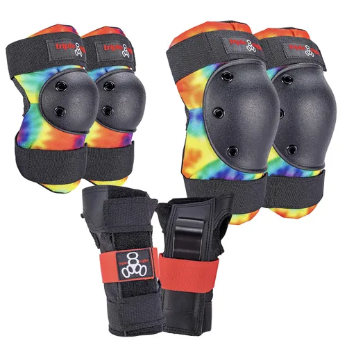 Triple Eight Juego de 3 Protectores de la Serie Saver - Ideal para Monopatín, Patinaje en Línea, Patinaje sobre Ruedas y Ciclismo Teñido anudado