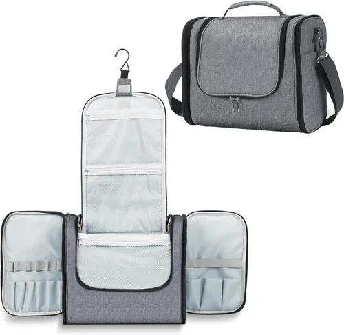 Miniatura 17 de Buruis - Neceser grande para hombres y mujeres, bolsa de viaje colgante para maquillaje, cosméticos, afeitado, artículos de tocador, kit Dopp